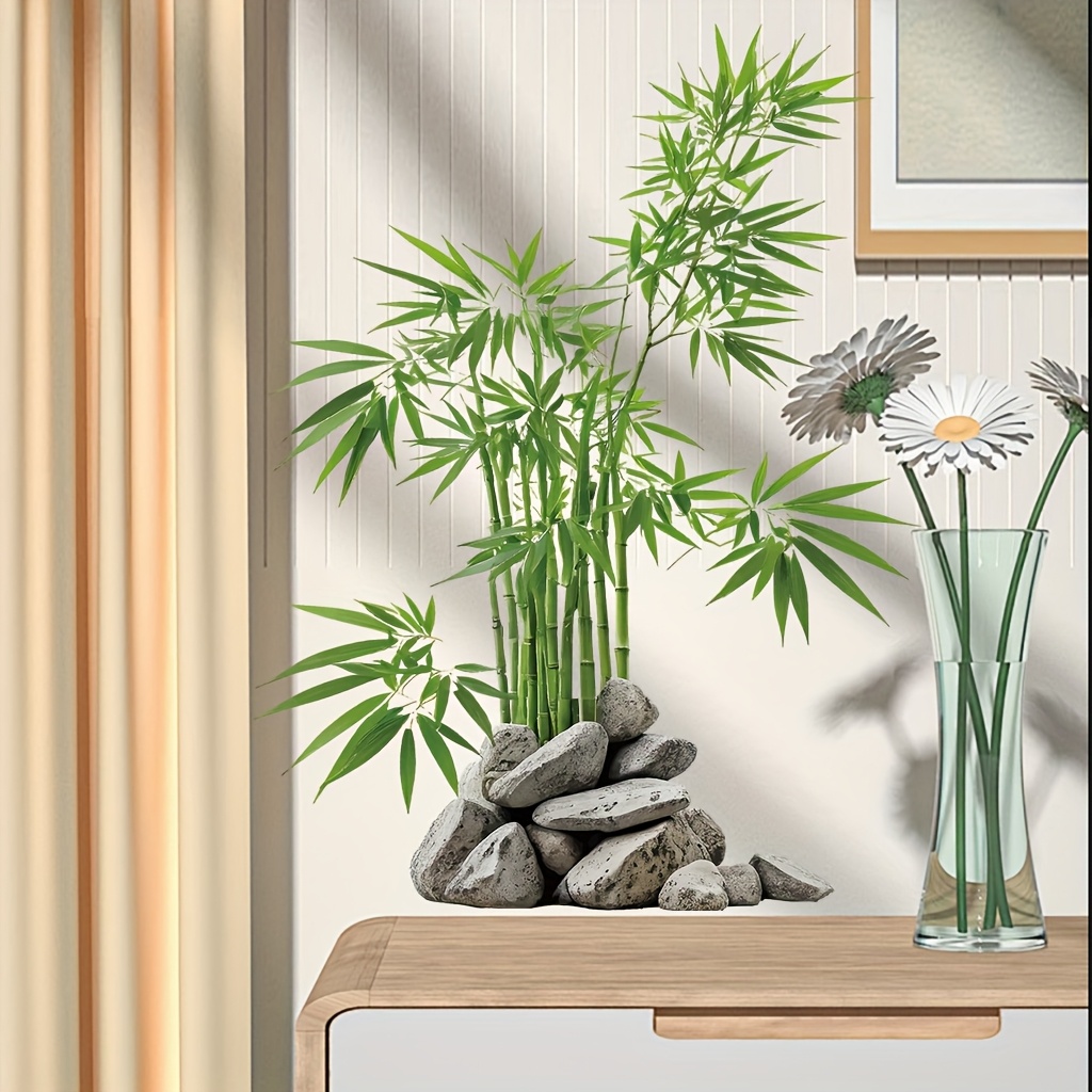Room Divider Bamboo - Watercolor Green Bamboo Leaf Plant Wall