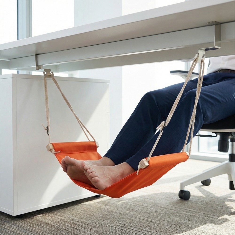 Under Desk Hammock - Ergonomic Adjustable Foot Hammock Portable Tool-free
