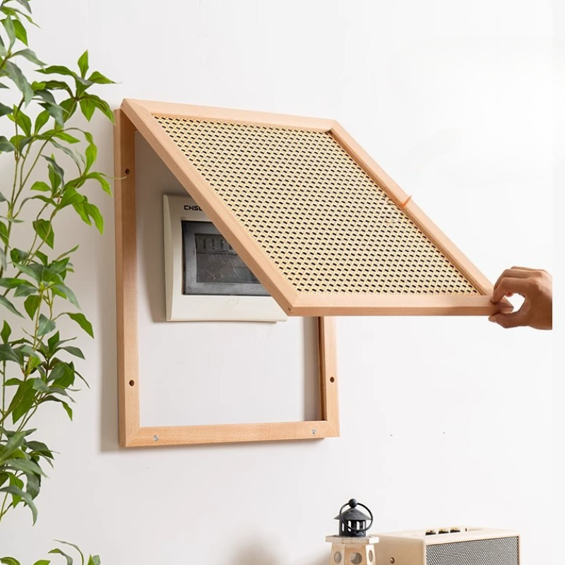 Room Divider Bamboo - Wood Woven Rattan Electrical Box Cover