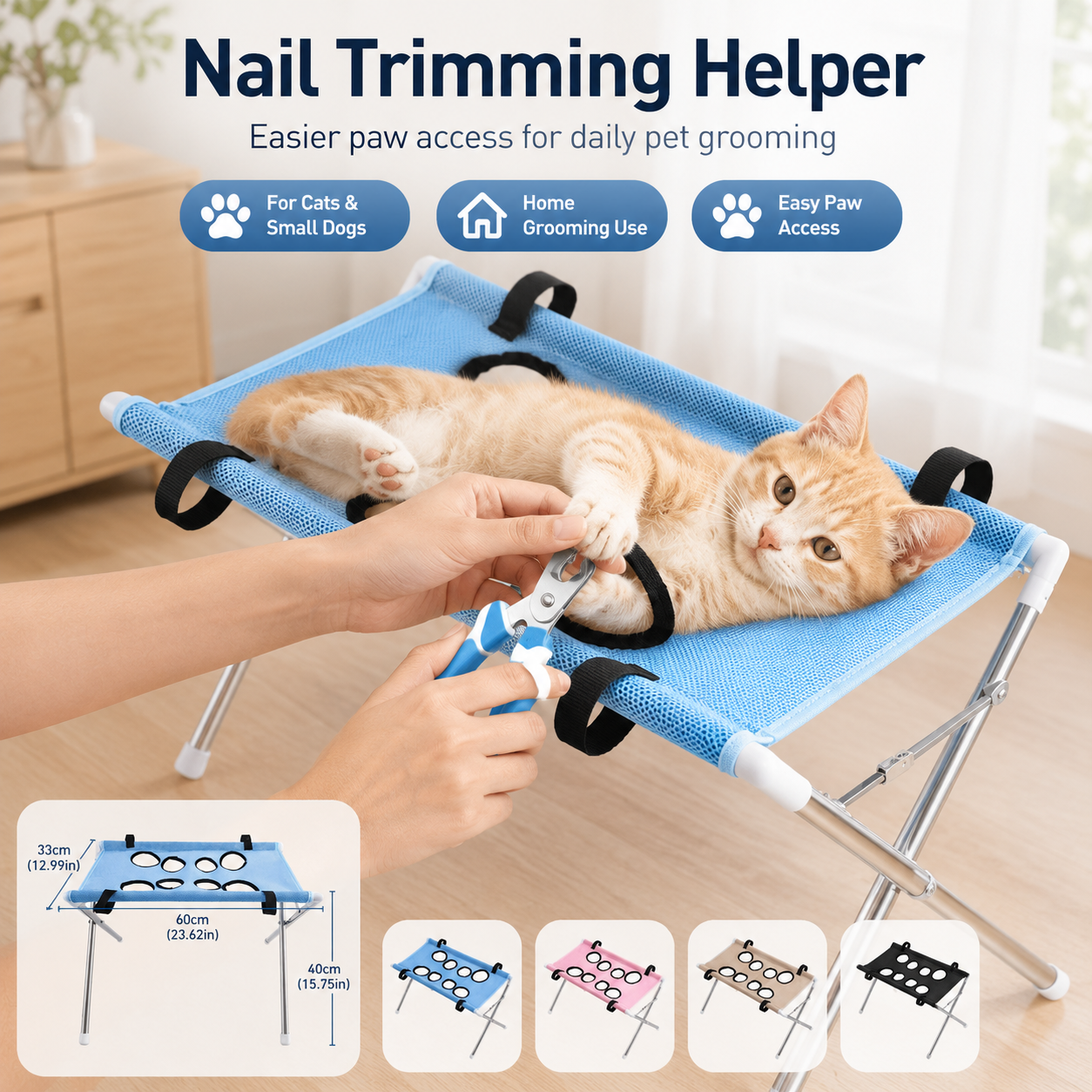 Under Desk Hammock - Foldable Pet Grooming Table 60cm Dog