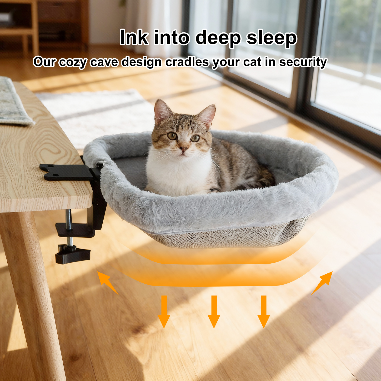 Cat Desk Bed One-Click Folding - Under Desk Hammock のレビューと価格
