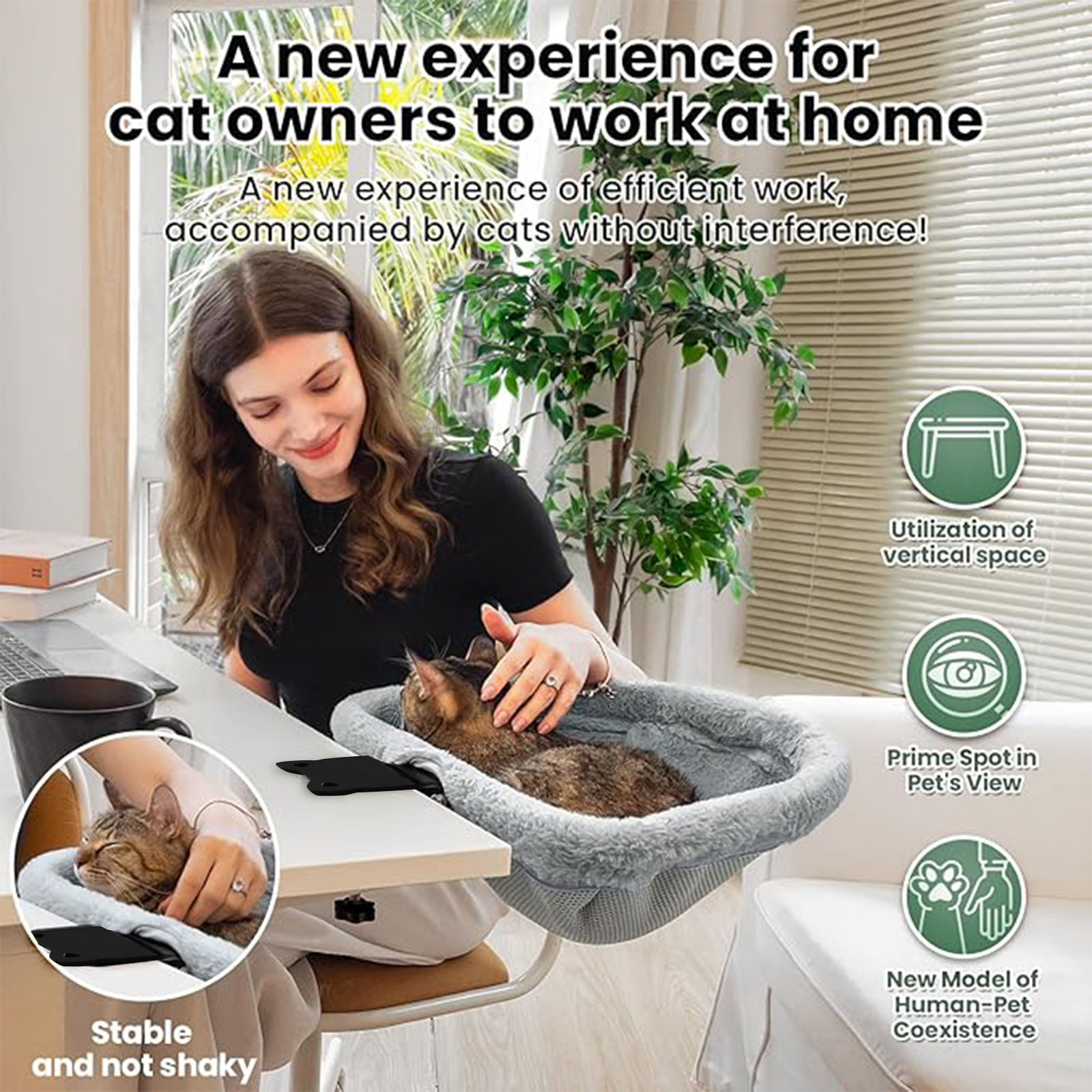 Cat Desk Bed One-Click Folding - Under Desk Hammock のレビューと価格