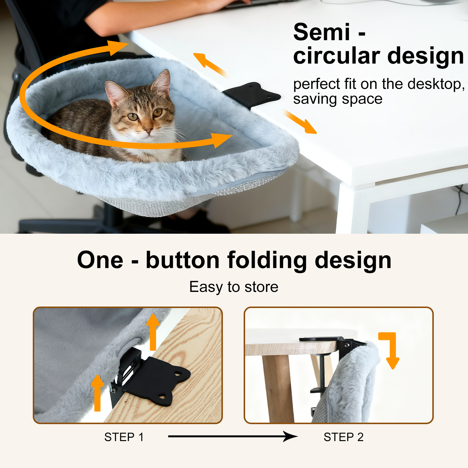 Cat Desk Bed One-Click Folding - Under Desk Hammock のレビューと価格