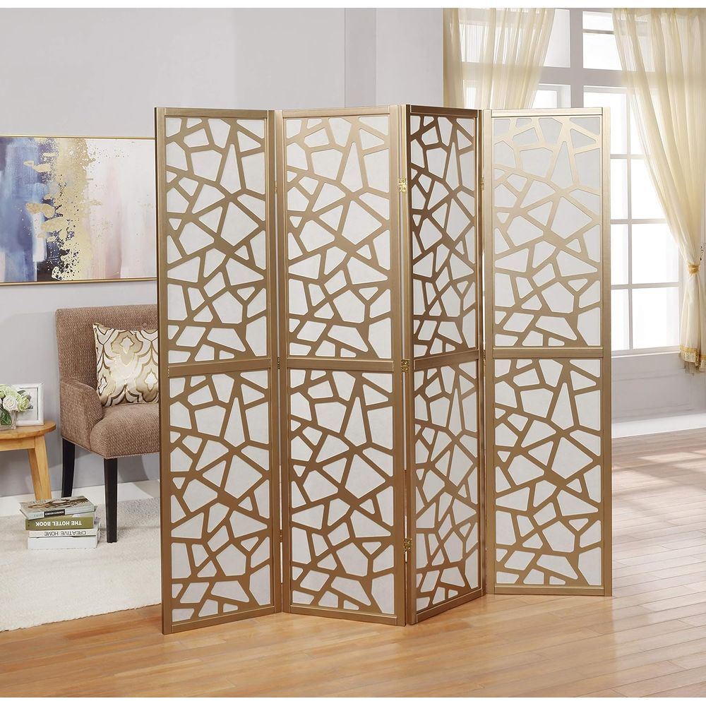 4-Panel Room Divider, White wi - Room Divider Bamboo のレビューと価格