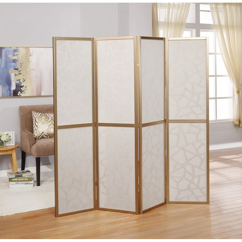 4-Panel Room Divider, White wi - Room Divider Bamboo のレビューと価格
