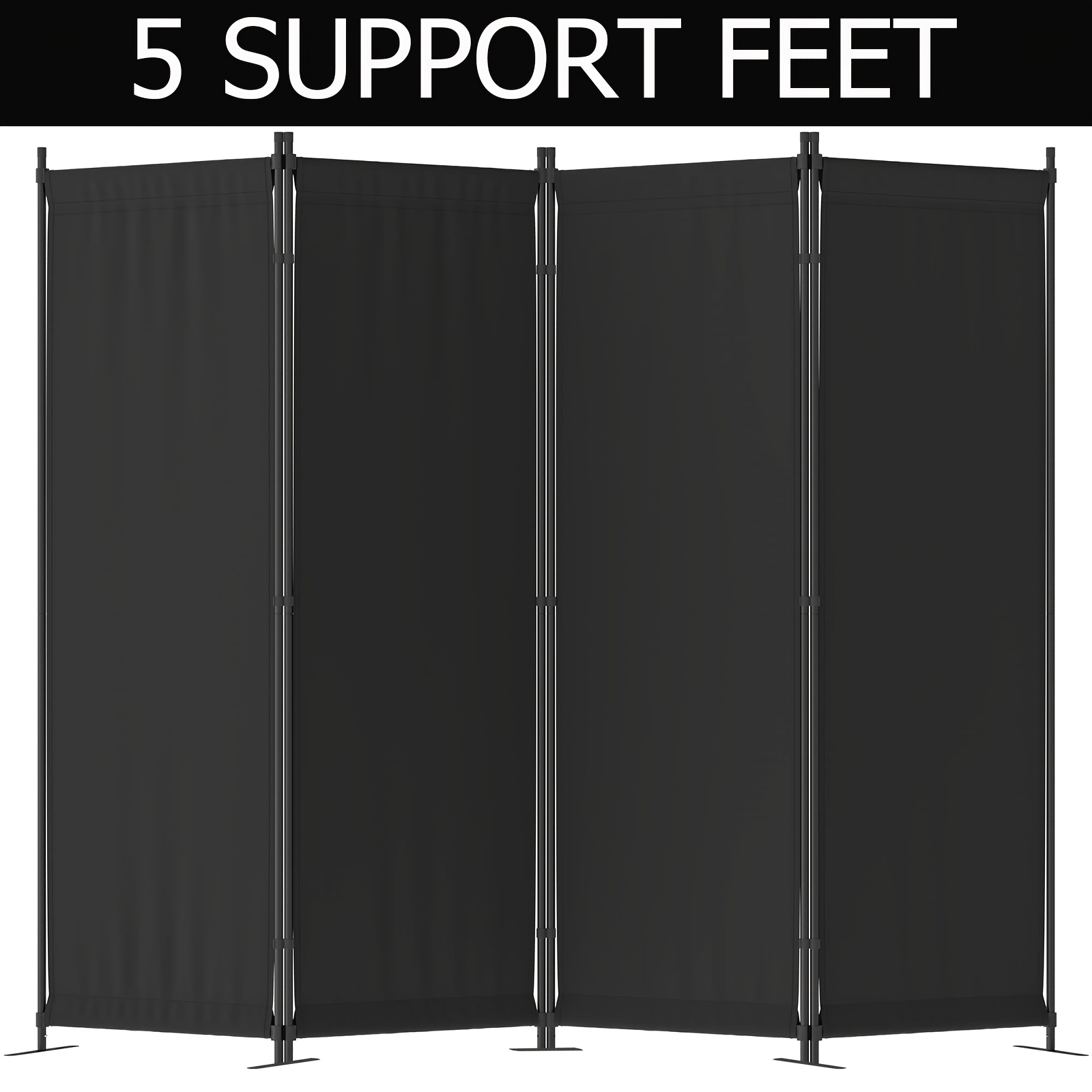 4-Panel Modern Black Privacy S - Room Divider Bamboo のレビューと価格