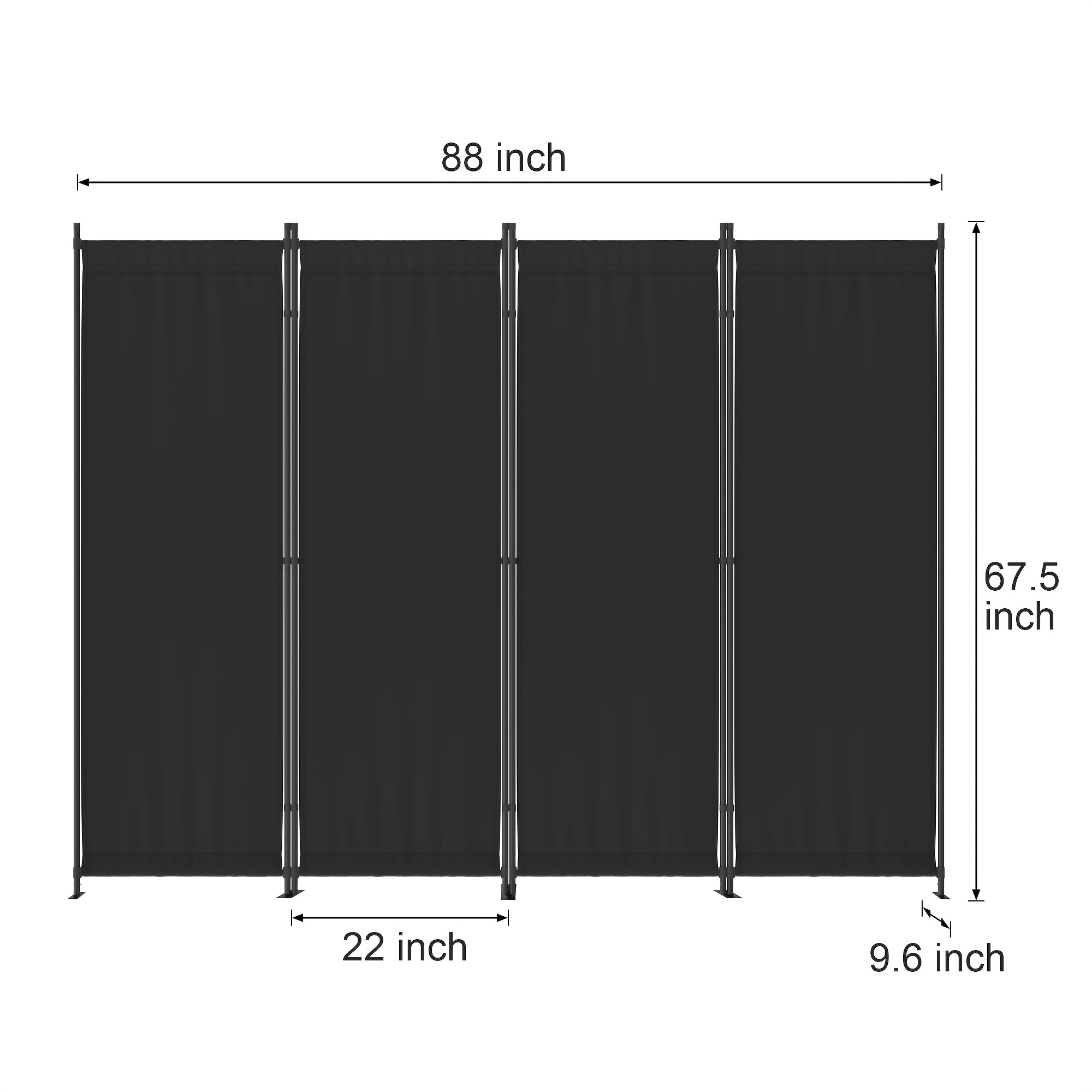 4-Panel Modern Black Privacy S - Room Divider Bamboo のレビューと価格