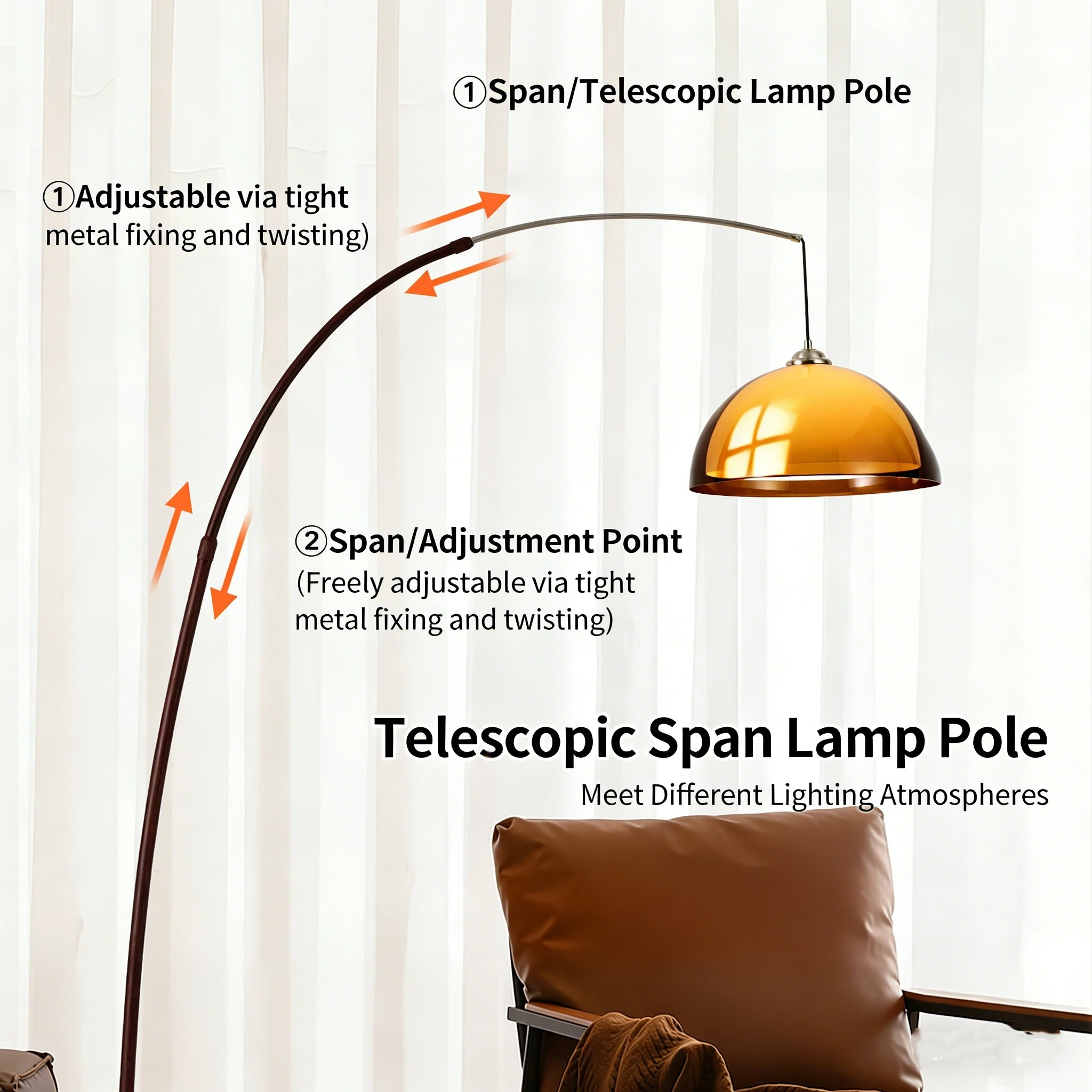 Vintage Acrylic Lampshade Floo - Floor Lamp Arched のレビューと価格