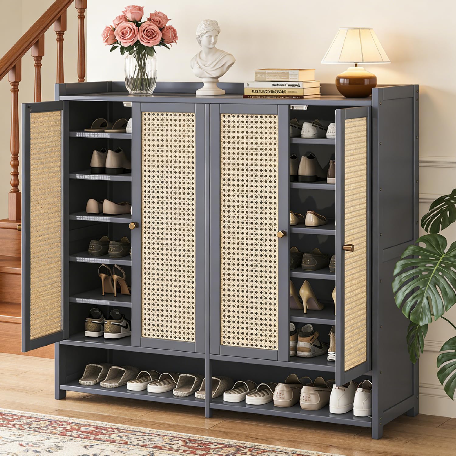 7-Tier Bamboo Shoe Cabinet wit - Room Divider Bamboo のレビューと価格