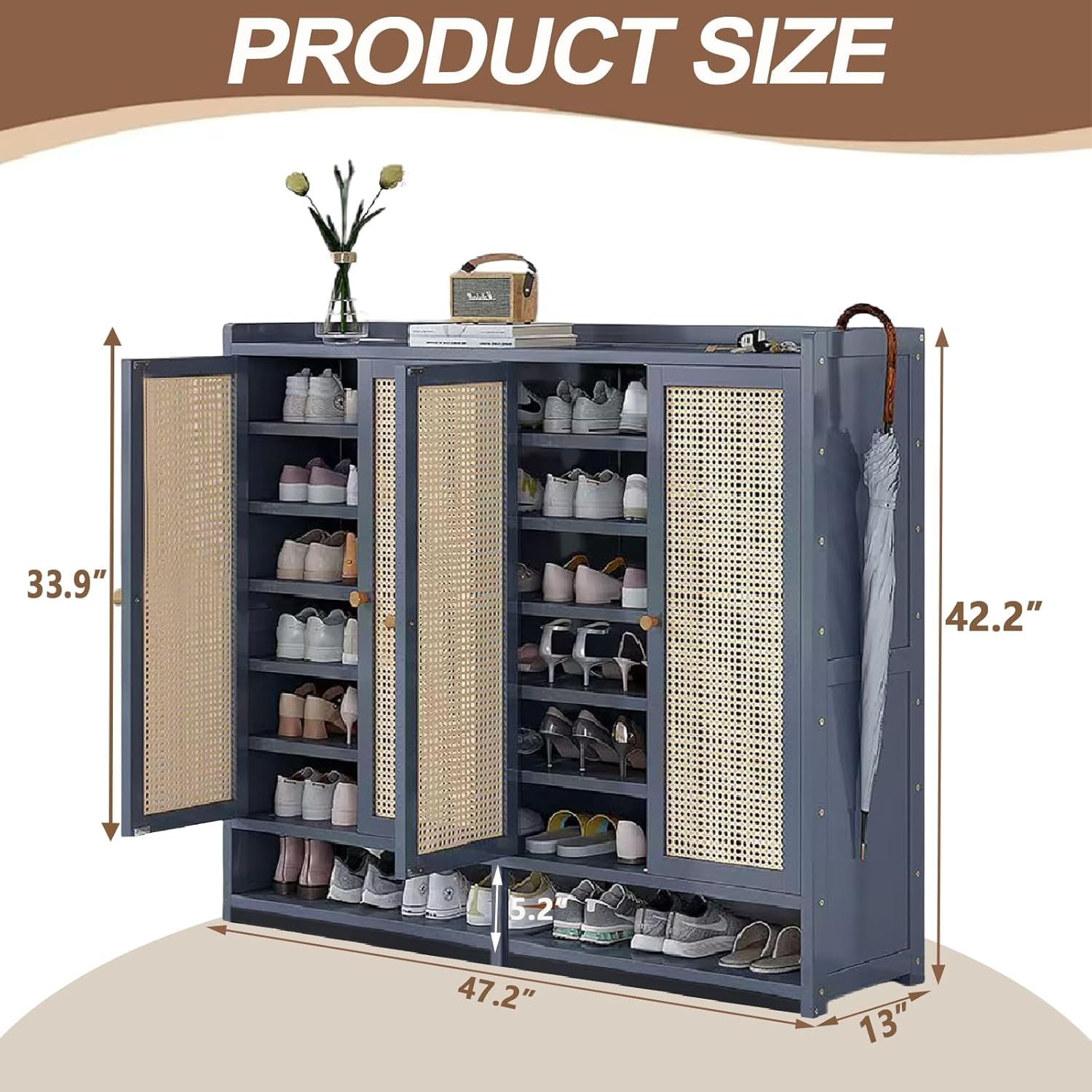 7-Tier Bamboo Shoe Cabinet wit - Room Divider Bamboo のレビューと価格