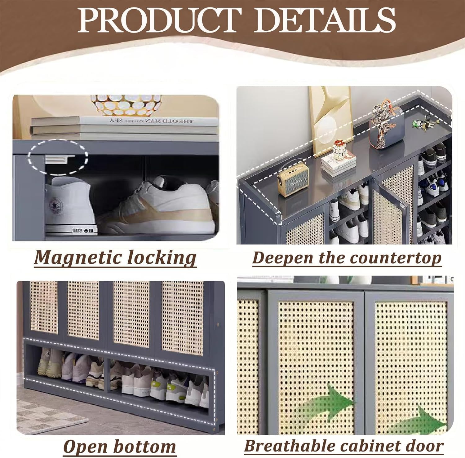 7-Tier Bamboo Shoe Cabinet wit - Room Divider Bamboo のレビューと価格